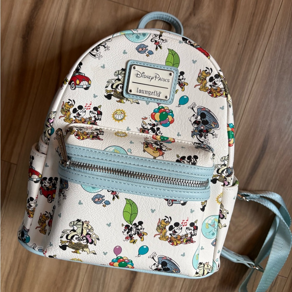 Loungefly White & Light Blue Disney Parks Mini Backpack